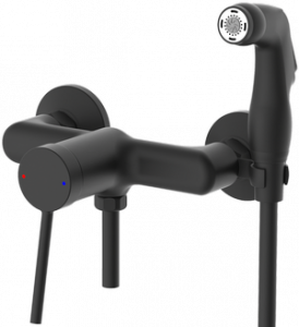 БИДЕ  POTATO  P20180-6   СМЕСИТЕЛЬ С НАСТ. ДЕРЖ    . (шланг, гигиен. лейка)   Черный матовый