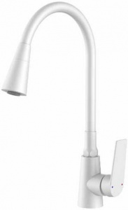 КУХНЯ  POTATO   P41167-7 ø35, п/гайку, гибкий излив, 2-х реж. аэратор, матово - белый