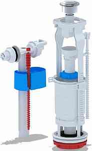 АНИ WC6050M Арматура комплект, мет. кнопка, впуск бок. 1/2" пласт. резьба, ЭКОНОМ