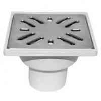 Трап вертикальный D50 реш. НЕРЖ. СТАЛЬ, 100х100 с гидрозатвором, до 1 л/с ТАТПОЛИМЕР