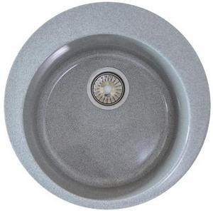 Мойка  керамогранит  S1   D 490мм круглая   (390*190мм., уст. проем 490мм.) (перелив + отв. под смес., БЕЗ СИФОНА.) матовый    СЕРЫЙ   