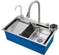 МОЙКА Diadonna PRO 750*450*200 Цвет Сатин, Верх-3.0 мм, чаша 0,8мм. с сифоном 3 1/2" (Ринзер, доска, смес. с выт. шл., кран д/п-ой воды, поддоны - 2)