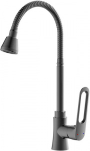 КУХНЯ  ЭВЕРЕСТ  B58-15319 к25, п/гайку, гибкий излив, 2-х реж. аэратор, брезентово серый