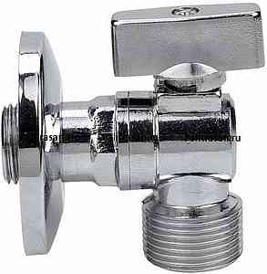 КРАН УГЛОВОЙ для с/м С ОБР.КЛАПАНОМ   1/2"x3/4"  НР-НР с отраж. AQUALINK