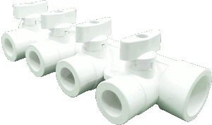 ПП  Коллектор с шаровым краном универсальный PPR 32х20 на 2 выхода AQUALINK