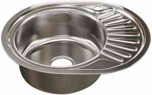 МОЙКА врезная 45х57 (0,8)  ЛЕВАЯ овальная (вып. 3 1/2", глубина чаши 18см, сифон) MIXLINE  