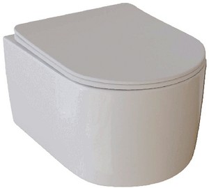 Унитаз подвесной безободковый WAVE SOLO сиденье дюропласт, микролифт БЕЛЫЙ глянец