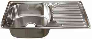 МОЙКА врезная 42х76 (0,6)  ЛЕВАЯ (вып. 3 1/2", глубина чаши 16см, сифон) MIXLINE  