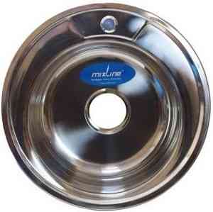 МОЙКА врезная кругл. Ø49 (0,6) (вып. 3 1/2", глубина чаши 17см, сифон) MIXLINE 